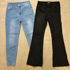 Women's Blue and Black Jeans Set